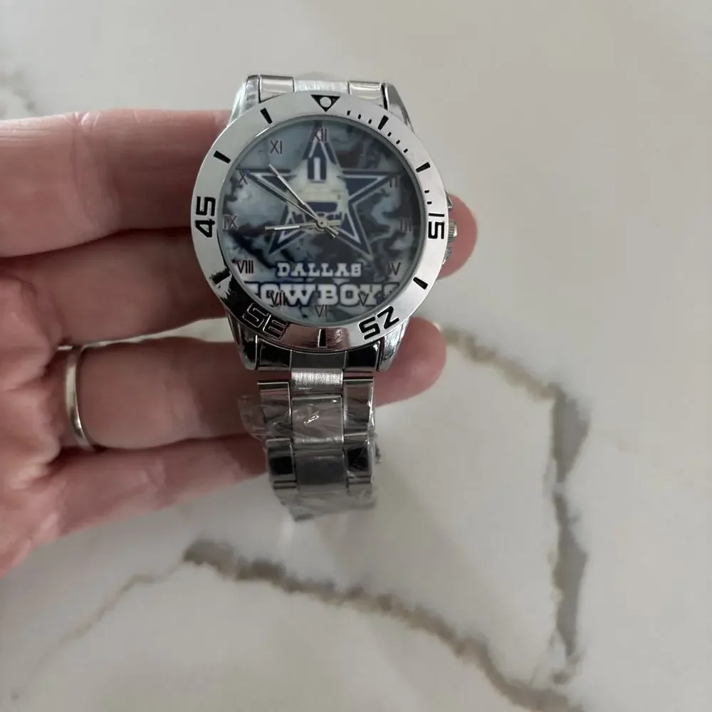 Dallas Cowboys Collectible Stainless Steel Watch New Battery NFL NFC Team Men’s